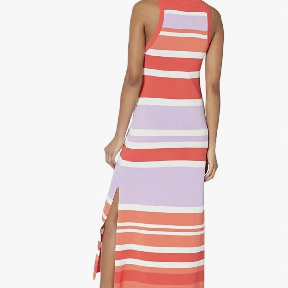 Vibrant Striped Midi Dress - Coral and Lavender - Picture 2 of 6